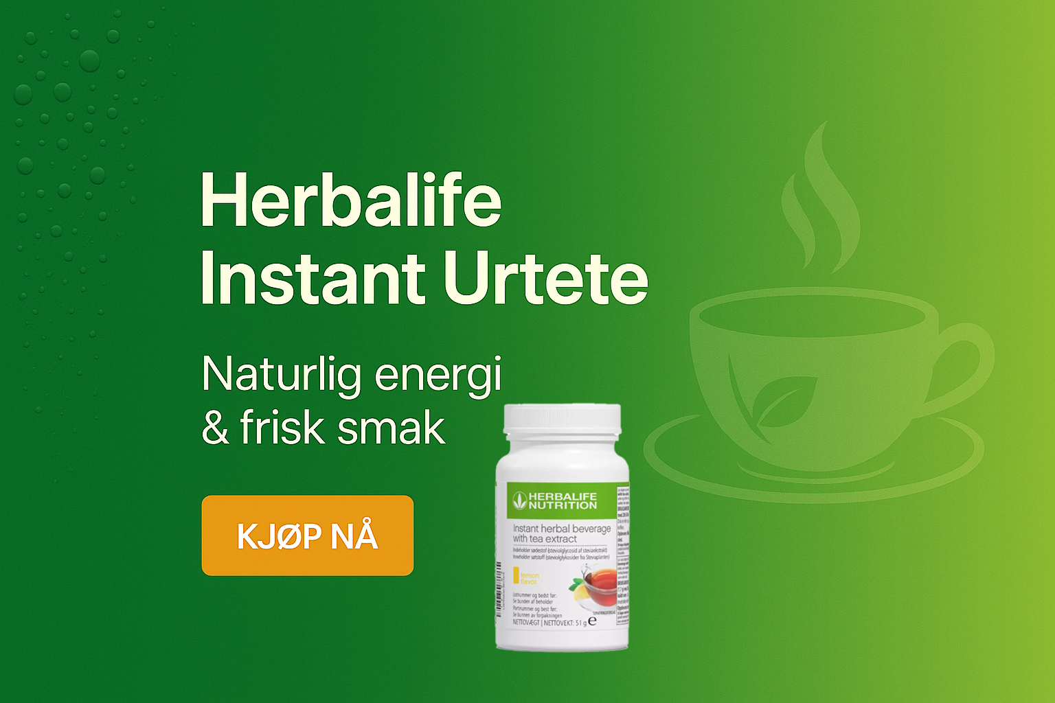 Opplev Herbalife Instant Urtete – en frisk og naturlig energiboost med tydelig kjøpsknapp.