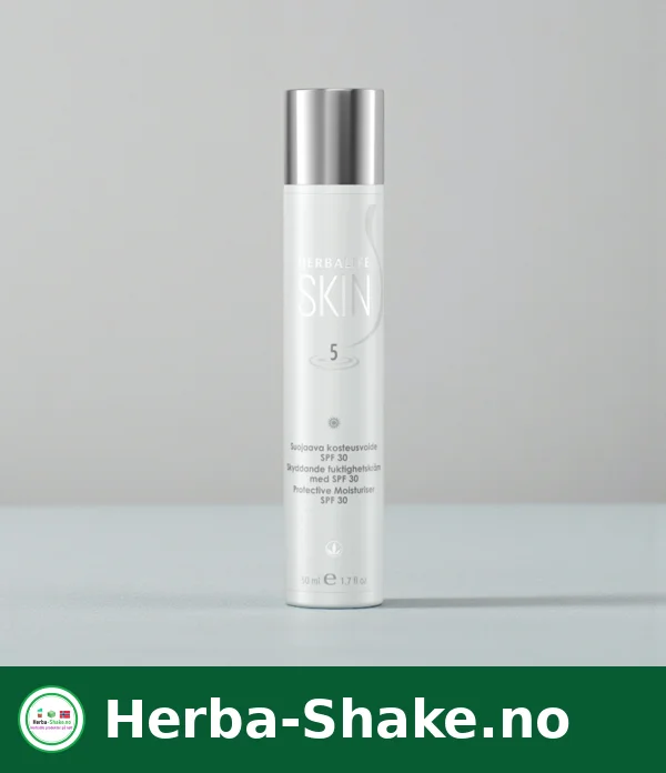 SPF 30 fuktighetskrem som etterlater huden glatt og myk og gir bredspektret UVA/UVB-beskyttelse.