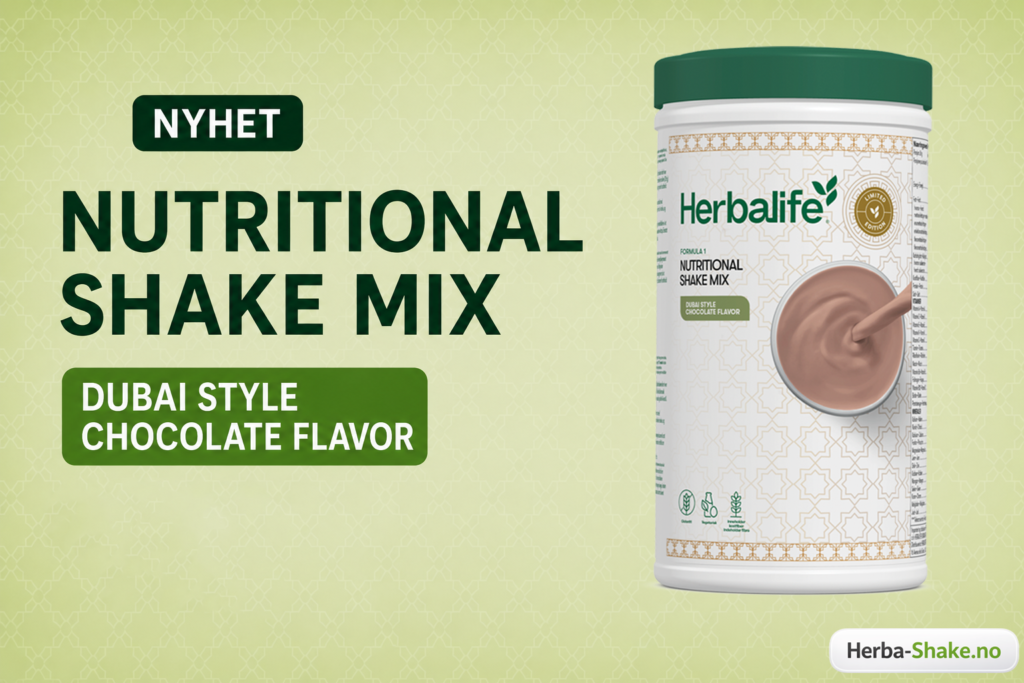 Nyhet: Herbalife Formula 1 Nutritional Shake Mix Dubai Style Chocolate Flavor – en limited edition shake med sjokoladesmak.
