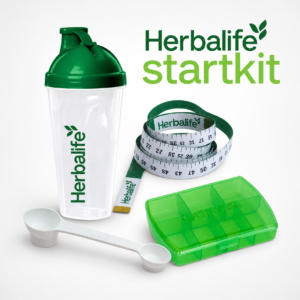 Herbalife Startkit med Eco Shaker, målebånd, tablettboks og Multi-Scoop