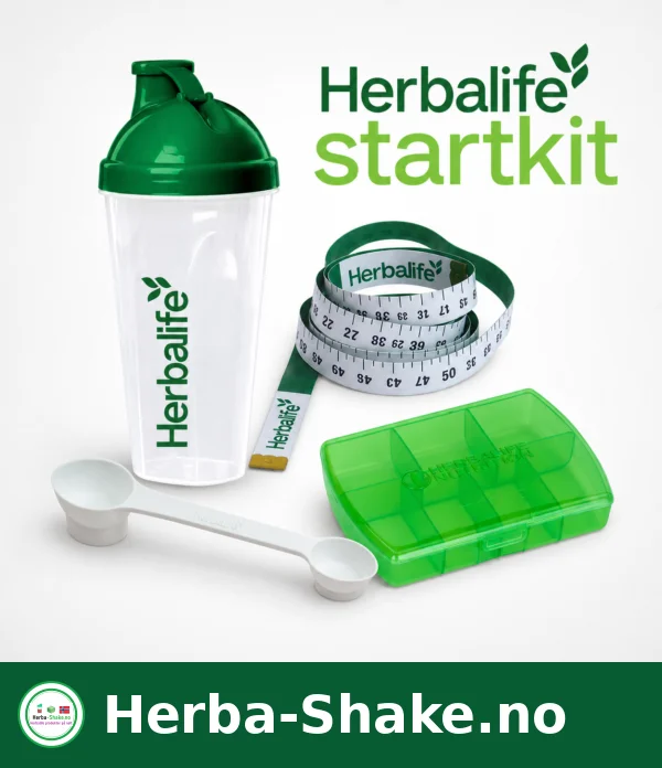 Herbalife Startkit med Eco Shaker, målebånd, tablettboks og Multi-Scoop